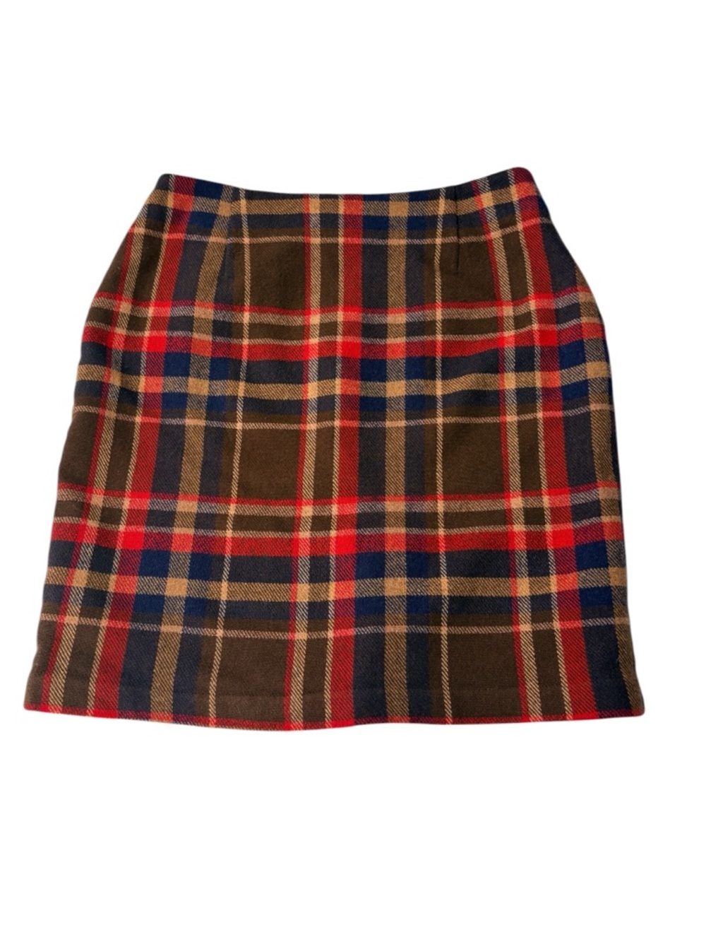 Apostrophe Size 10 Plaid Wool Blend Mini Skirt Brown Red Blue Preppy Fall